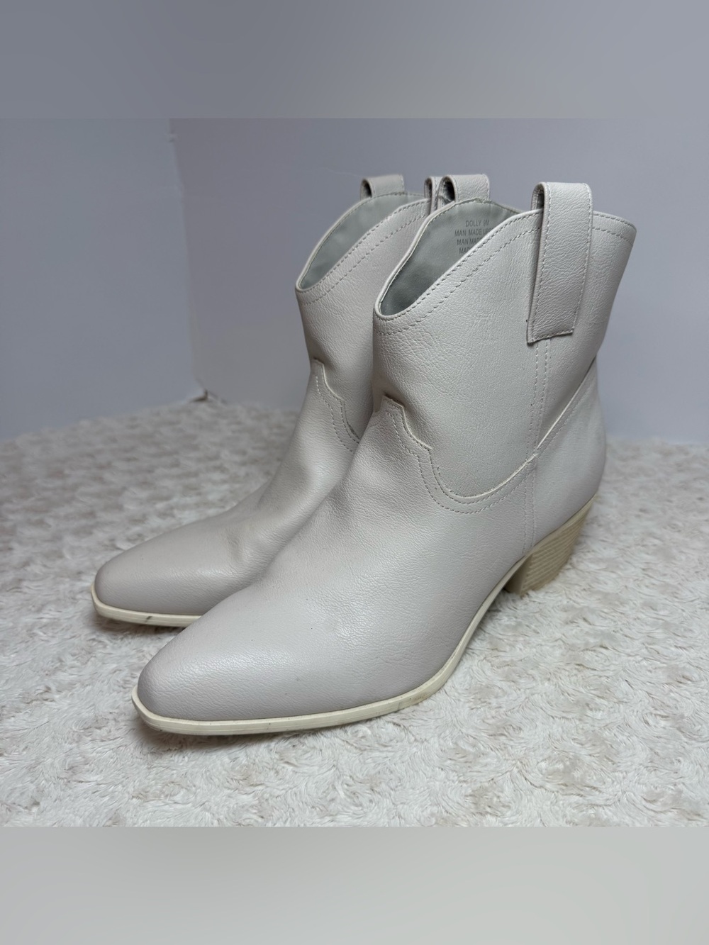 crown & ivy White Western-Style Ankle Boots